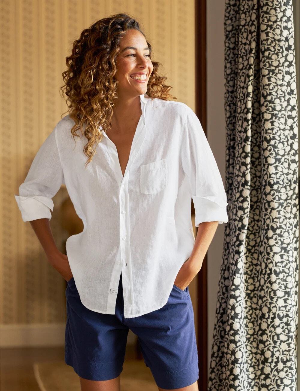 Frank & Eileen Eileen White Linen Button Down Shirt